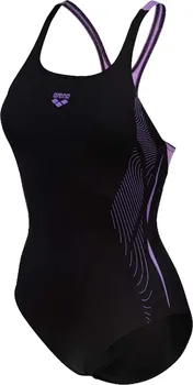Dámské plavky Arena Swim Pro Back Graphic Print Logo černé/fialové