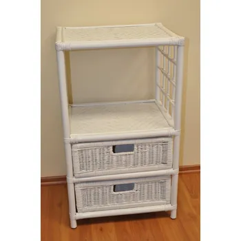 Šatní skříň Ratanová komoda 2 zásuvky a police barva bílá