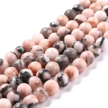 Dětské navlékací korálky Jaspis zebra růžová 8 mm (návlek 45 - 47 korálků)