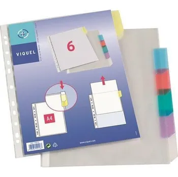 Obal s rozlišovači, transparentní, A4, 90 micron, 6 částí, VIQUEL