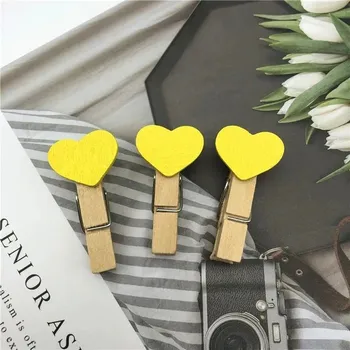 Party dekorace Ozdobné kolíčky | dřevěná srdíčka - náhodná barva, 20 ks - F