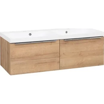 Koupelnový nábytek EBS Nevio Skříňka a umyvadlo 121 cm, 2 zásuvky, dub Riviera NEVIOZ121D