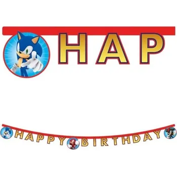 Party dekorace Procos Banner Happy Birthday Sonic 2 m