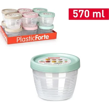 Dóza na potraviny PlasticForte Dóza na potraviny kulatá 570ml šroubovací víčko, d11x8,5, mix barev