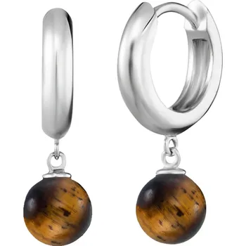 Náušnice Engelsrufer Stříbrné kruhové náušnice s tygřím okem ERE-TE-CR + 2 měsíce na vrácení zboží