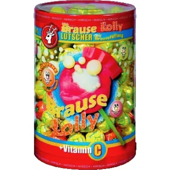 Bonbon Lízátko HIRSCH 13 g BRAUSE LOLLY (dóza 100 ks) (lízátko se šumivým práškem uvnitř / s vitamínem C / jednotlivě balené)