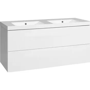 Koupelnový nábytek EBS Kuba Skříňka + umyvadlo 121 cm, bílá lesklá KUBA121B