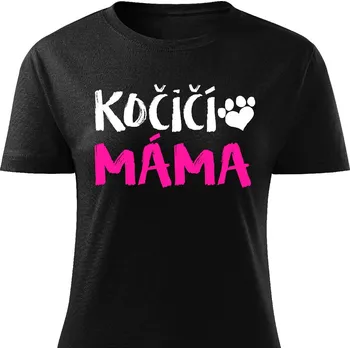 Dámské tričko Dámské tričko Kočičí máma Barva: Černá, Velikost: XXL