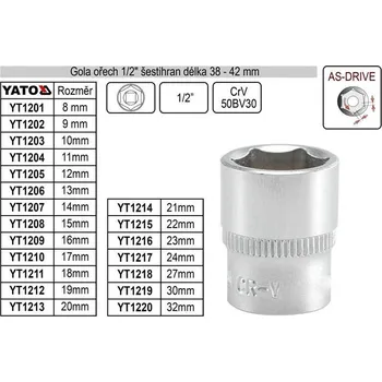YATO Nástavec 1/2" 32 mm šetihranný