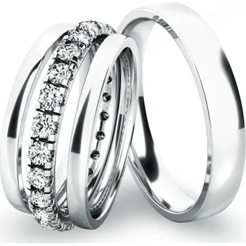 Prsten Snubní prsteny bílé zlato 585 zirkon 0.80 ct G/SI set SP-61045-SET01
