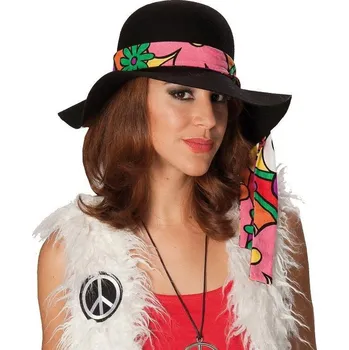 Karnevalový doplněk Klobouk hippie vel. 60 - černá