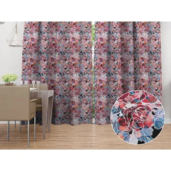 ubrus Dekorační závěs Rongo RGP-503 Červeno-modré květy 140x140 cm