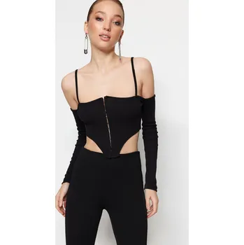 Černý pletený crop top od Trendyol Trendyol šedá 2064203