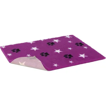 Pelíšek pro psa Vetbed protiskluz / Drybed purpurová packa a hvězda 100 x 75 cm, vlas 30 mm