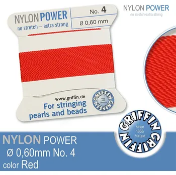 Nit NYLON Power velmi pevná nit GRIFFIN síla nitě 0,60mm barva Red