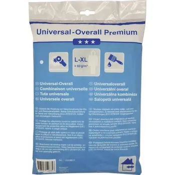 Jednorázový oděv Jednorázový ochranný oblek, malířská kombinéza s kapucí bílá velikost L-XL 60 g