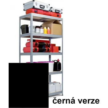 Dílenský regál Kovový bezšroubový regál FUTUR, 180 x 90 x 45 cm, 350 kg/pol., 5 MDF polic, černá