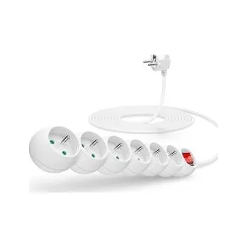 Prodlužovací kabel Prodlužovací kabel 230 V, 6 zásuvek, 5 m, s vypínačem (bílá)