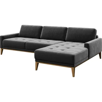Pohovka Tmavě šedá sametová rohová pohovka MESONICA Musso Tufted, pravá, 248 cm