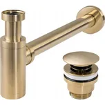 Umyvadlový sifon REA + univerzální výpust Click-Clack, broušený zlatý