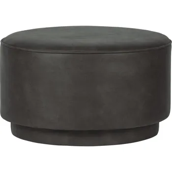 Taburet WOOOD Antracitově šedý koženkový puf Harlow 60 cm