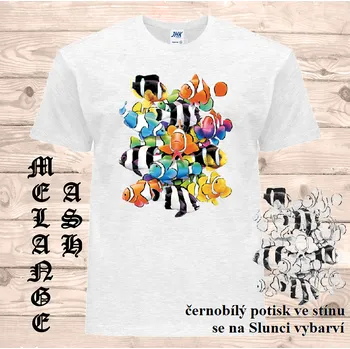 Dívčí tričko detske-bavlnene-tricko-uv-potisk-rybicky Barva: Heather grey - vřesově šedá, velikost: 164