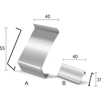 okap Spojka k balkonové liště OKAP PLUS (část A – délka 40 mm | výška 55 mm | část B – délka 40 mm | výška 31 mm)