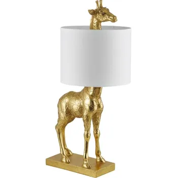 Lampička Zlatá stolní lampa s lněným stínidlem Bloomingville Silas