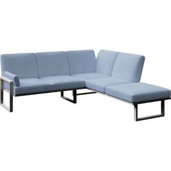 Zahradní pohovka Modrá rohová zahradní pohovka MESONICA Soledo s antracitovou podnoží 216 cm, levá/pravá