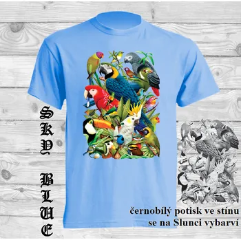 Pánské tričko panske-bavlnene-tricko-uv-potisk-ptaci Barva: Sky blue - nebesky modrá, velikost: 5XL