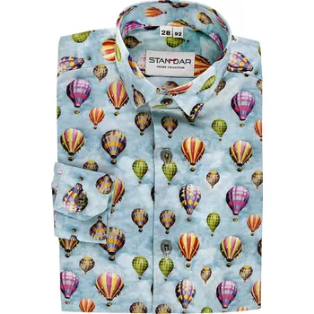 Chlapecká košile Chlapecká luxusní košile vzor dobrodružství v balónu modrá P6