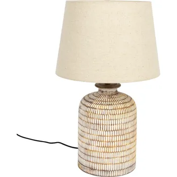Lampička Béžová keramická stolní lampa DUTCHBONE RUSSEL se lněným stínidlem