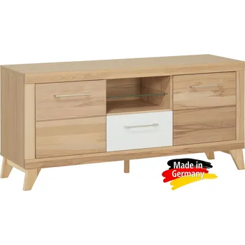 Televizní stolek Malý tv stolek jádrový buk masiv/bílá matná MDF - BERLIN BERLIN-L03-1BN