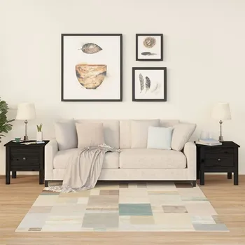 Konferenční stolek ZBXL Odkládací stolky 2 ks černé 40 x 40 x 39 cm masivní borovice