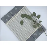 Běhoun šedý kanafas proužky a kytičky s krajkou Vzor kanafasu: Proužky 3mm, Běhouny sešívané: 43x200cm