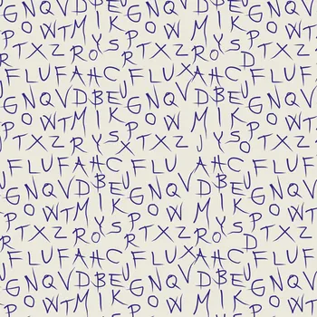 Balící papír Recyklovaný balící papír, potištěný originální kresbou od Alči, modrá abeceda, rozměr 90x134cm