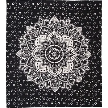 Přehoz na lůžko Přehoz na postel indický Lotus Dream černobílý 220 x 210 cm