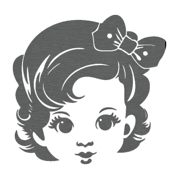 Samolepicí dekorace na vozidlo Dítě v autě 110 pravá holčička s mašlí (62 - škrábaný titan) SAMOLEPKA NA AUTO, NÁLEPKA, FÓLIE, POLEP, TUNING, VLASTNÍ TEXT, TISK, AUTOSAMOLEPKY.cz, POLEPY, OBRÁZEK, LOGO, 3D STICKERS