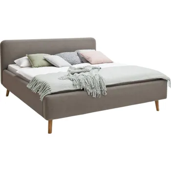 Postel Šedo hnědá látková dvoulůžková postel Meise Möbel Mattis 160 x 200 cm