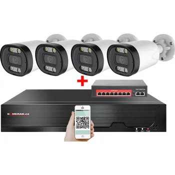 Kompletní kamerový systém IP 4 kamerový set s externím PoE XM-413B-Ext. 4MPx, CZ menu