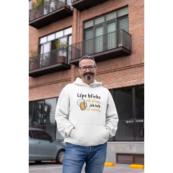 Pánská mikina Pánská mikina Lépe břicho od piva Barva: Bíla, Velikost: 4XL