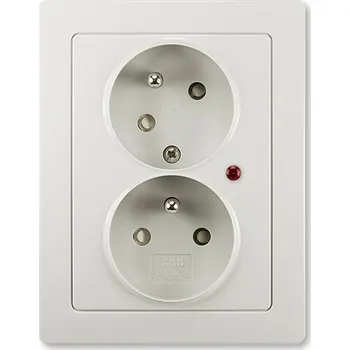 Elektrická zásuvka ABB SWING L Zásuvka dvojnásobná s natočenou dutinou, s ochranou před přepětím, světle šedá