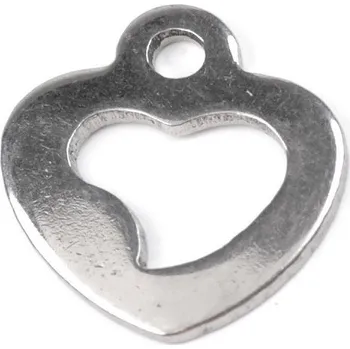 Přívěsek Přívěsek z nerezové oceli srdce, čtyřlístek, křížek, barva 1 platina srdce