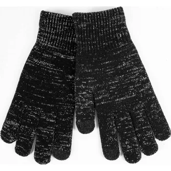 Rukavice YO Rukavice prstové RED0080K černé se stříbrnou nitkou - vhodné pro dotykový displej - mobil, tablet velikost rukavic: 21 cm