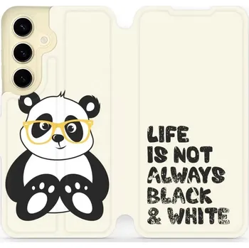 Pouzdro na mobilní telefon Flipové pouzdro Mobiwear - Samsung Galaxy S24 - M041S Panda - life is not (Knížkové flip pouzdro, obal, kryt na mobil Samsung Galaxy S24 - M041S Panda - life is not, materiál Umělá kůže + TPU - ochrana 360°, stojánek, silikonová vanička, magnetické zavírá