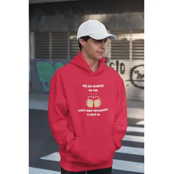 Pánská mikina Pánská mikina Piji jen dvakrát za rok Barva: Červená, Velikost: 4XL