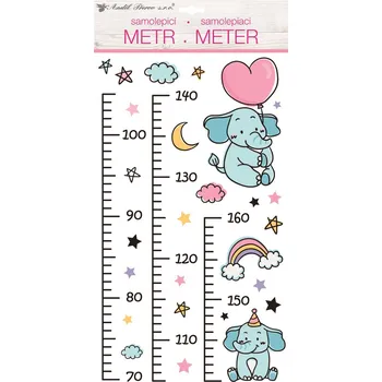 Samolepící dekorace Samolepky na zeď dětský metr - sloni, do 160 cm