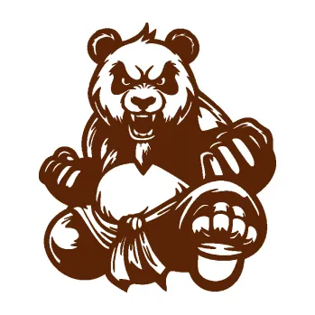 Samolepící dekorace SAMOLEPKA Panda 012 pravá Kung Fu bojovník (15 - hnědá) NA AUTO, NÁLEPKA, FÓLIE, POLEP, TUNING, VLASTNÍ TEXT, TISK, AUTOSAMOLEPKY.cz, POLEPY, OBRÁZEK, LOGO, SAMOLEPKY