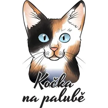 Samolepicí dekorace na vozidlo Samolepka na auto KOČKA NA PALUBĚ (strakatá)