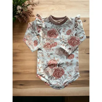 La Bambino Handmade Body s volánky a potiskem pivoněk 86 bílá